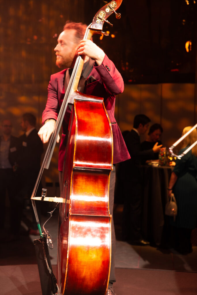 double bass player at event
